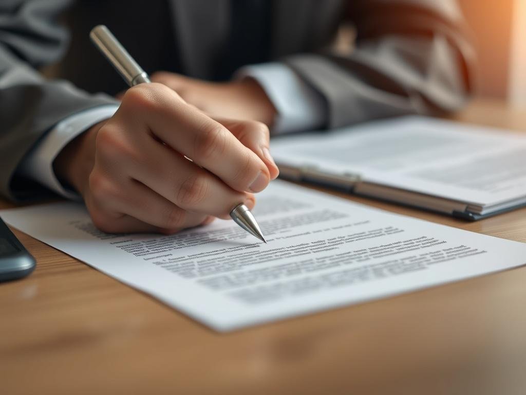 A close up of a person signing a loan agreement